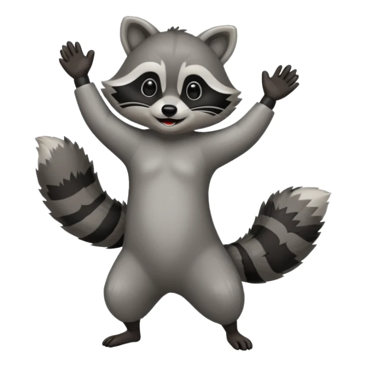 a full body raccoon celebrating / dancing  sticker