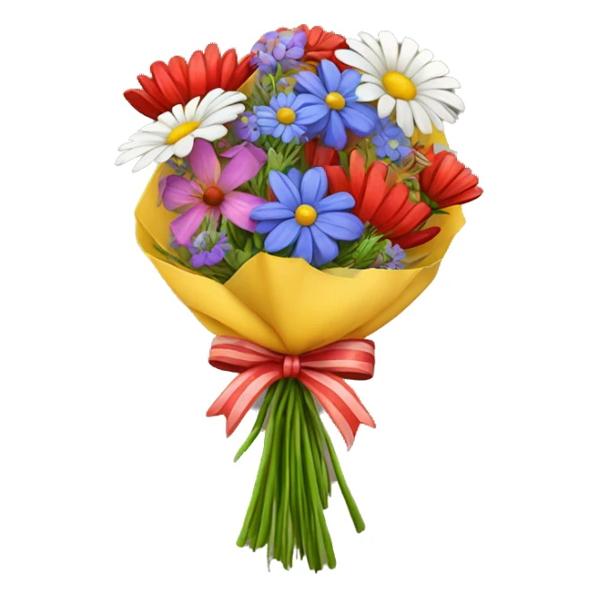 bouquet of wild flowers with red bow tying it together sticker
