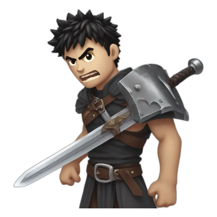 angry berserk guts carrying a huge sword on his shoulder sticker