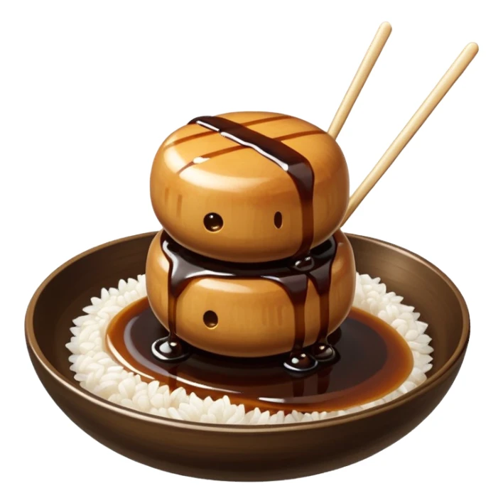 Just Mitarashi dango with shiny soy sauce glaze drizzled over white rice sticker