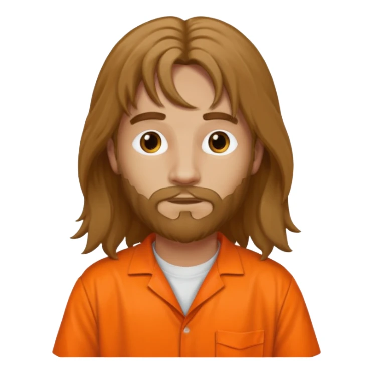 prisoner long haired man in orange clothing sticker