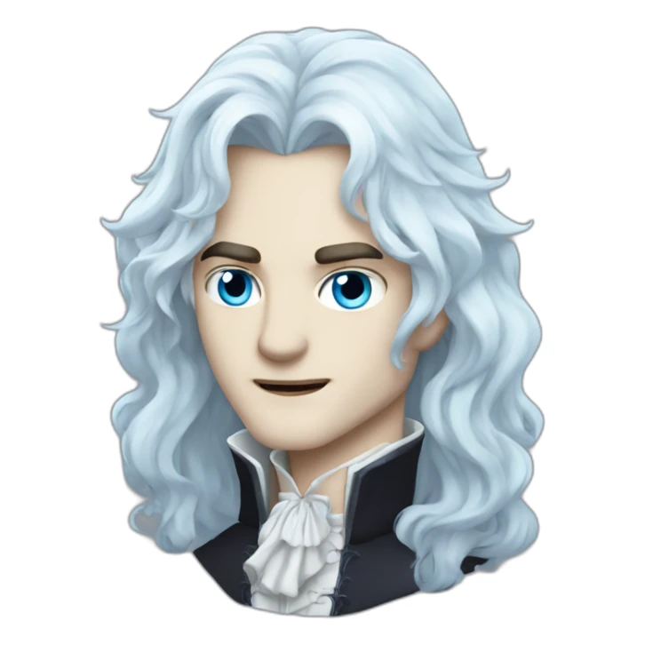 pale handsome vampire prince with long wavy white hair and light blue eyes sticker