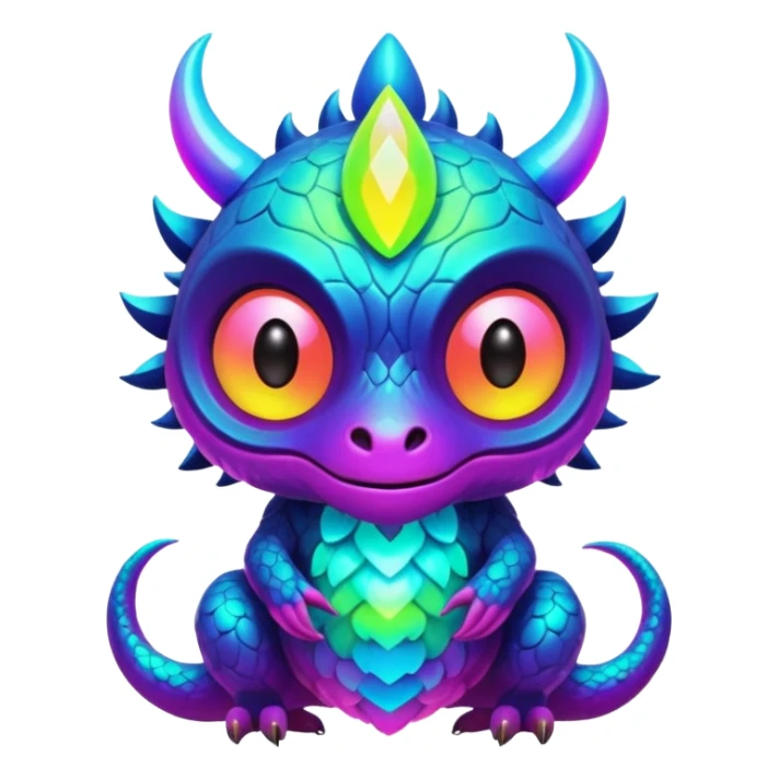 An exotic neon colorful unique bizarre eccentric Fakémon-creature sticker
