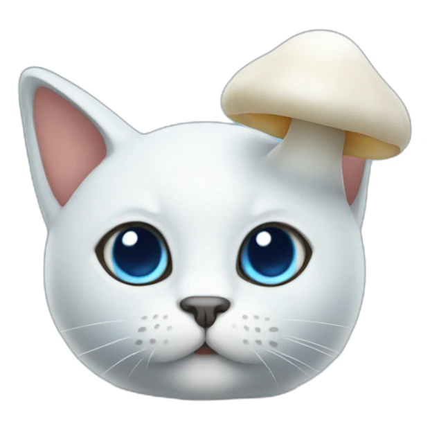 Blue cat with a white mushroom on the head sticker