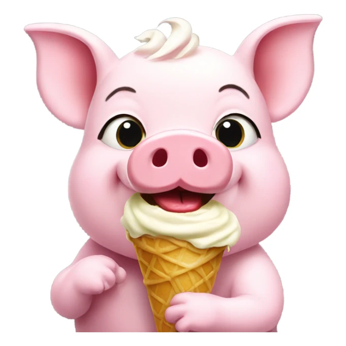 Little piggy eating ice cream sticker