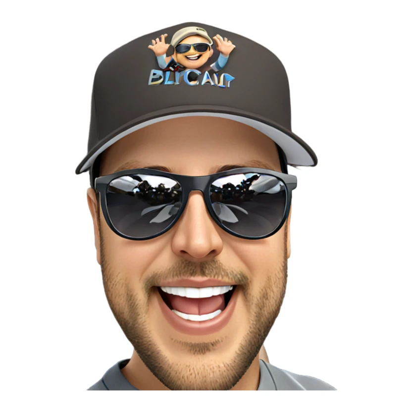 happy boy with sunglasses and hat sticker