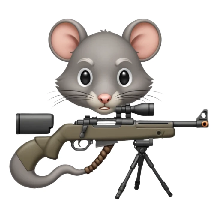 a feral, rabid, rat aiming down a sniper rifle sticker