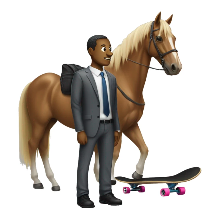 Business man with horse head and a skateboard sticker