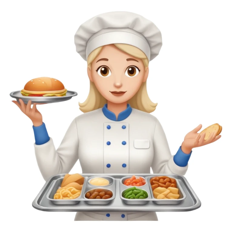 lunch lady serving gross cafeteria food, simple and expressive sticker