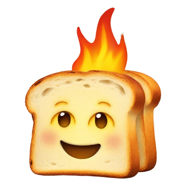 Smiling piece of toast that is on fire sticker