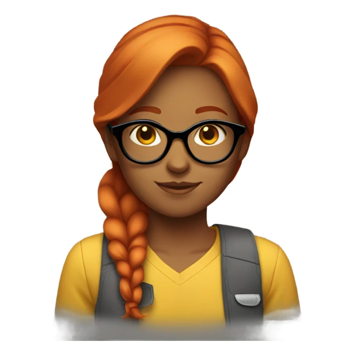 red-straight-haired-girl-glasses-YELLOW-shirt sticker