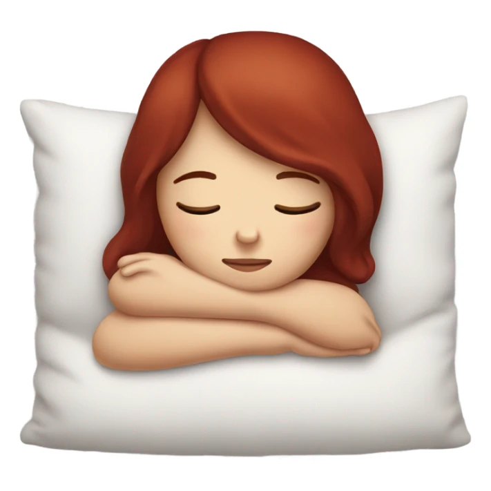 Dark red hair girl sleeping with pillow sticker