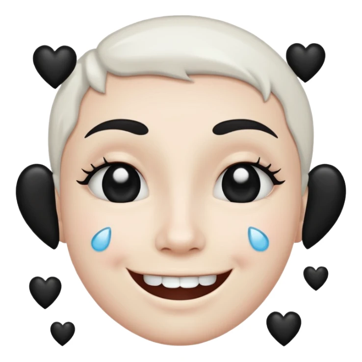 Smiley qui sourit avec des cœur noir et des larmes  sticker