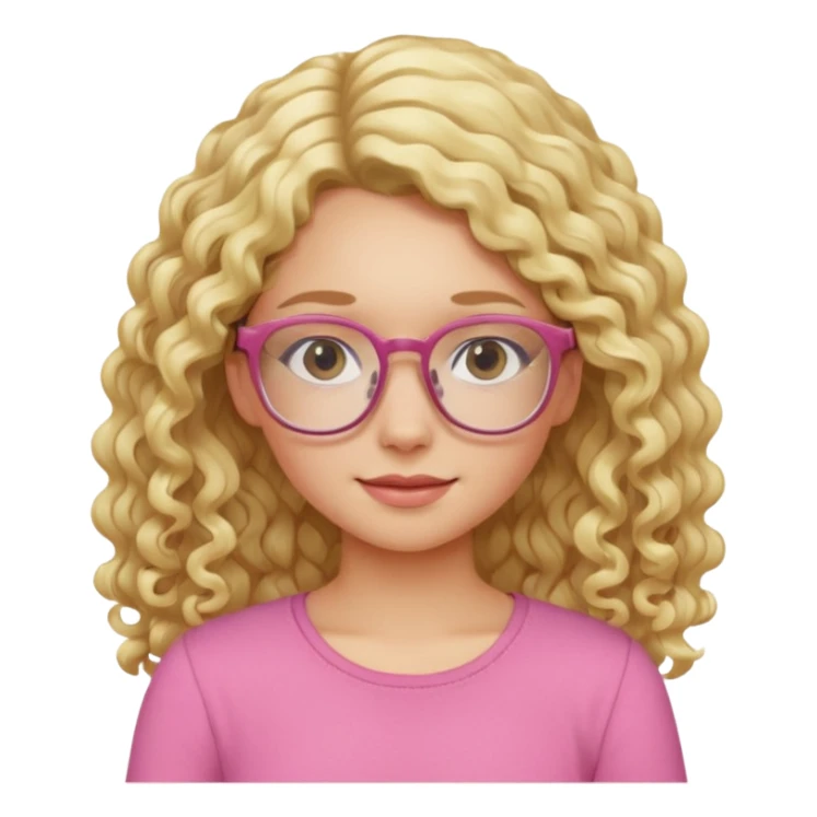 blond girl with glasses long curly hair pink top sticker