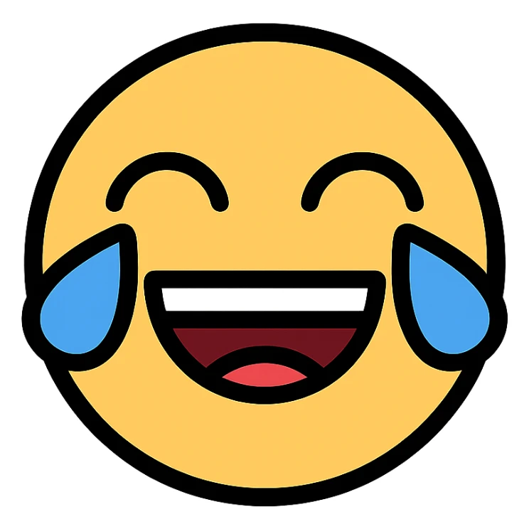 lineal color laughing face with black outlines sticker