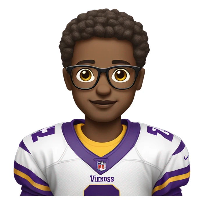 meme boy in glasses wearing a Minnesota Vikings jersey ￼ sticker