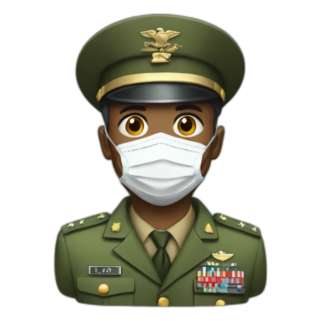 a military Head Portraits in a Medical masks sticker