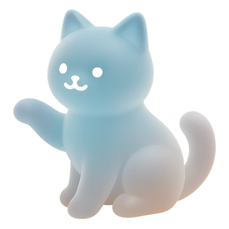 playful cat, minimalistic design, gentle color gradients, matte glass style sticker