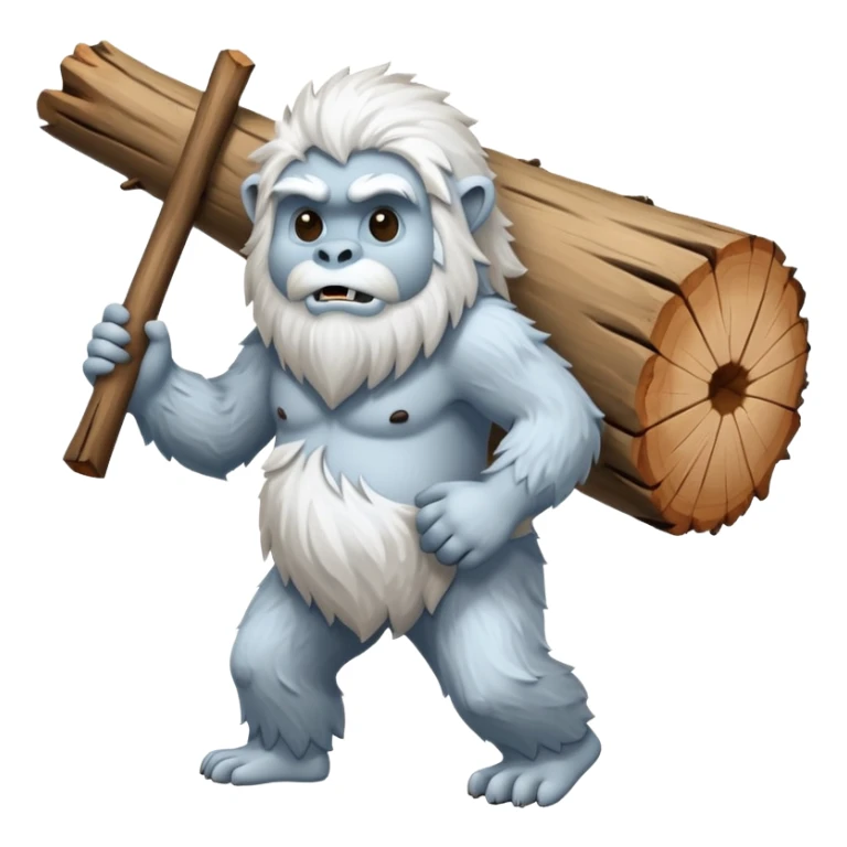 yeti, carrying a big wood sticker