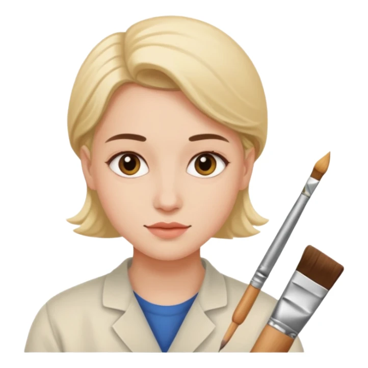 the artist paints a portrait sticker