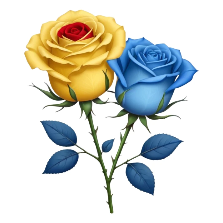 One Yellow 🌹 and one blue flower 🌹 on with red band  sticker
