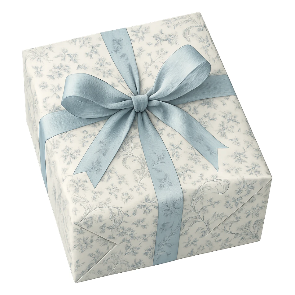 Elegant Rococo pale white blue ditsy floral gift box  , remove background sticker