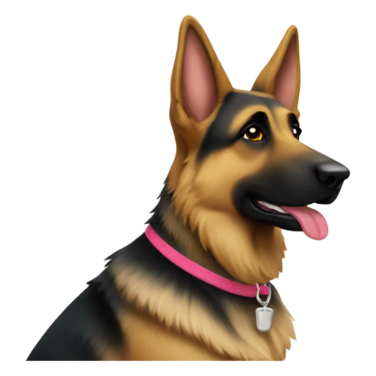 German shepherd dog with name on the neck “juice” sticker