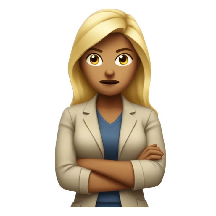 Angry blonde woman crossing her arms sticker