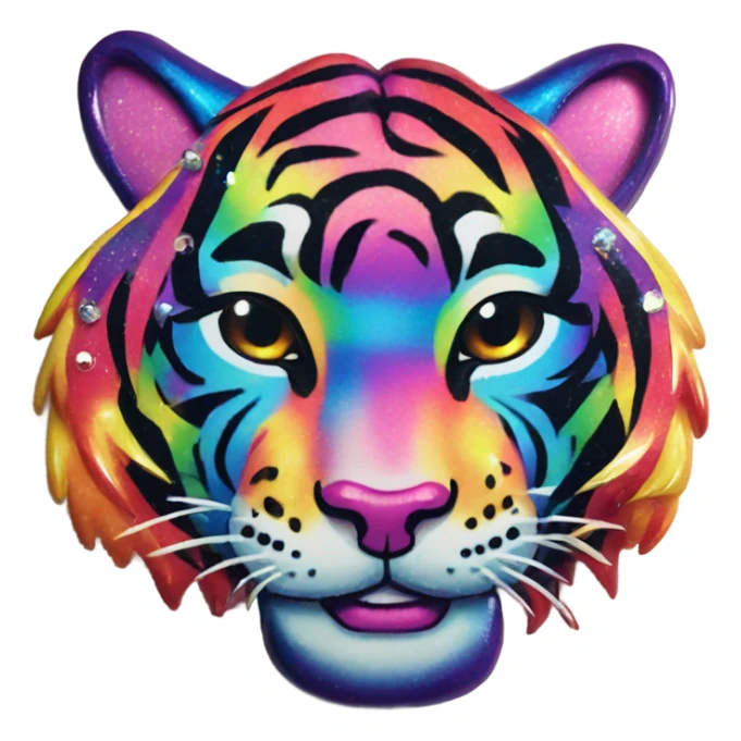 Lisa frank rainbow tiger with sparkly stripes sticker