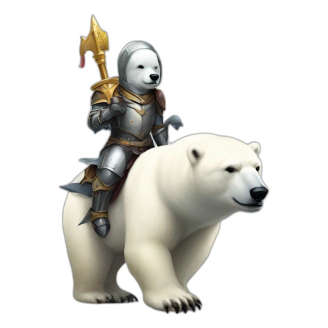 polar bear knight riding a penguin sticker