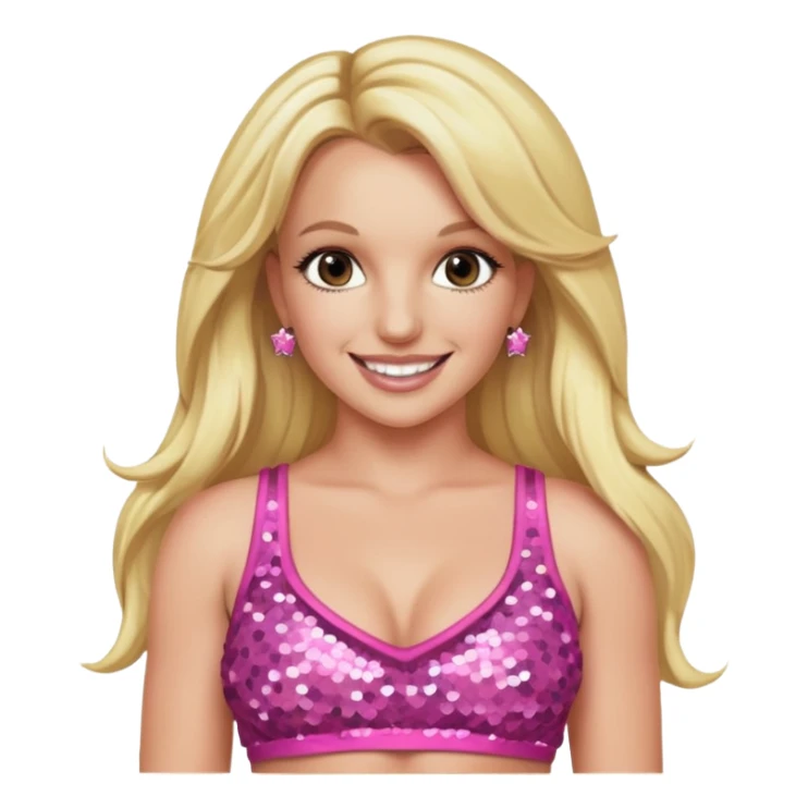 Britney Spears with long blonde hair, sequin pink crop top sticker