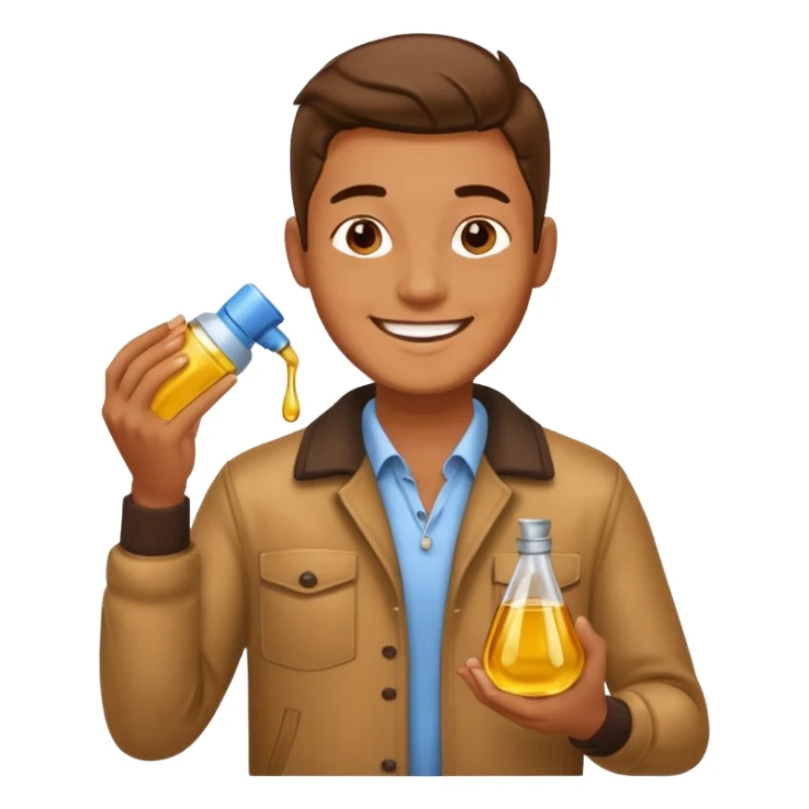 oil massage emoji men wearing clothing and applying oil sticker