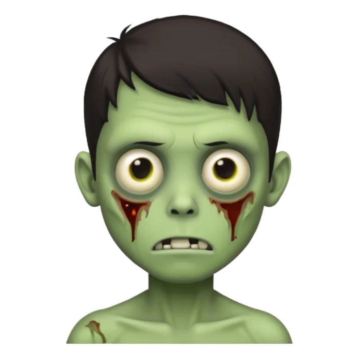 light green zombie boy emoji with dark medium hair sticker
