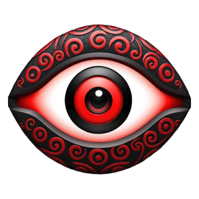 

---

The Mangekyō Sharingan is a deep, glowing crimson eye where the original tomoe disappear and are replaced by a complex black pattern.  sticker
