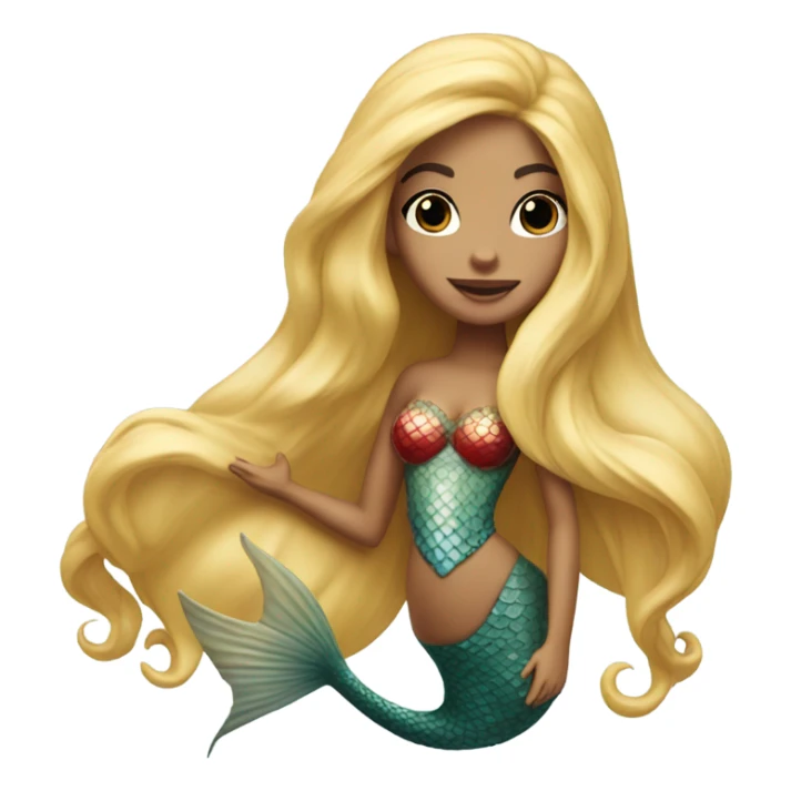 Mermaid with red tail and blonde hair pretty and detailed sticker