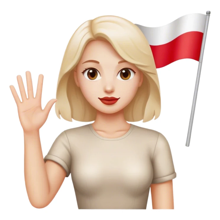 woman waving polish flag sticker