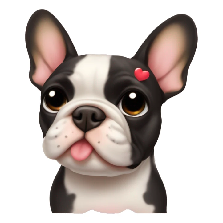 Black-and-tan French bulldog with hearts around him sticker