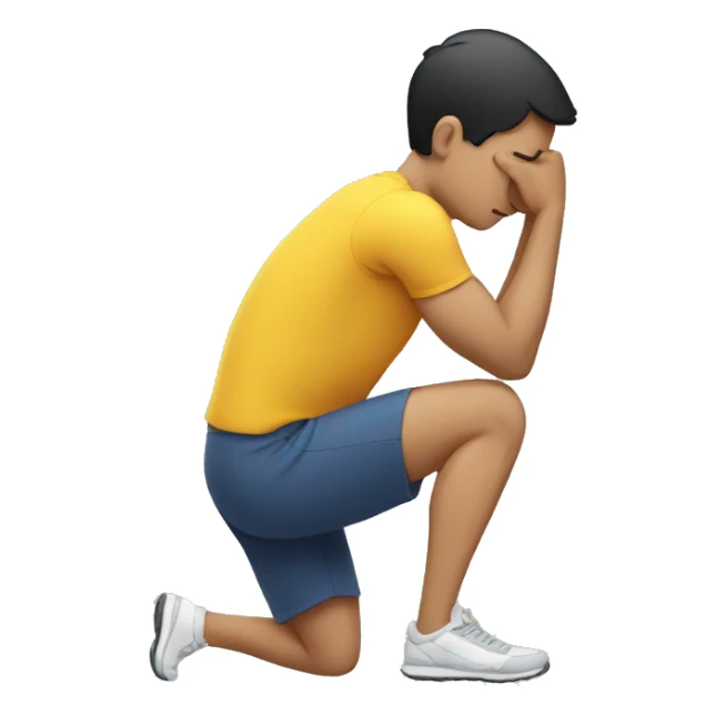 a man putting his hands on his knees arching his back as he is exhausted after running sticker