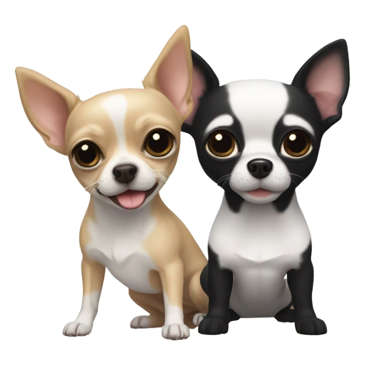 a beige chihuahua and a black and white chihuahua sticker
