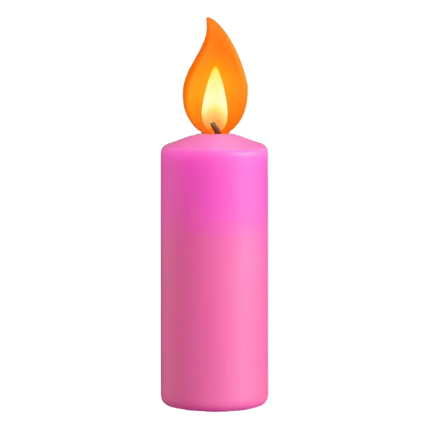 A pink candle with a flame on it, viewed from top to bottom. sticker