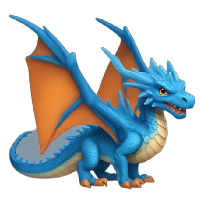 Marine blue dragon with orange wings sticker
