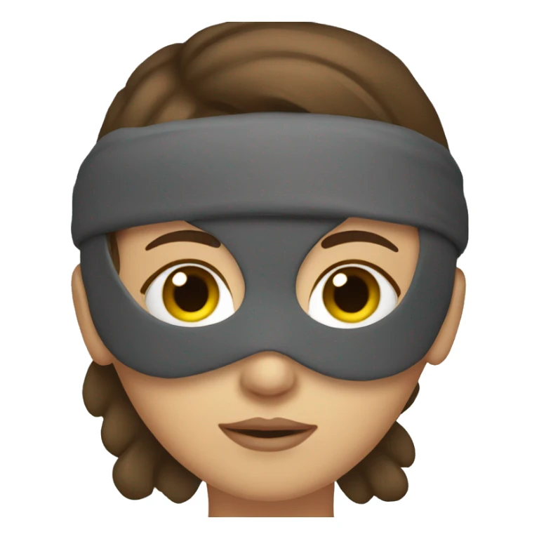 a girl with brown hair with a sleep mask sticker