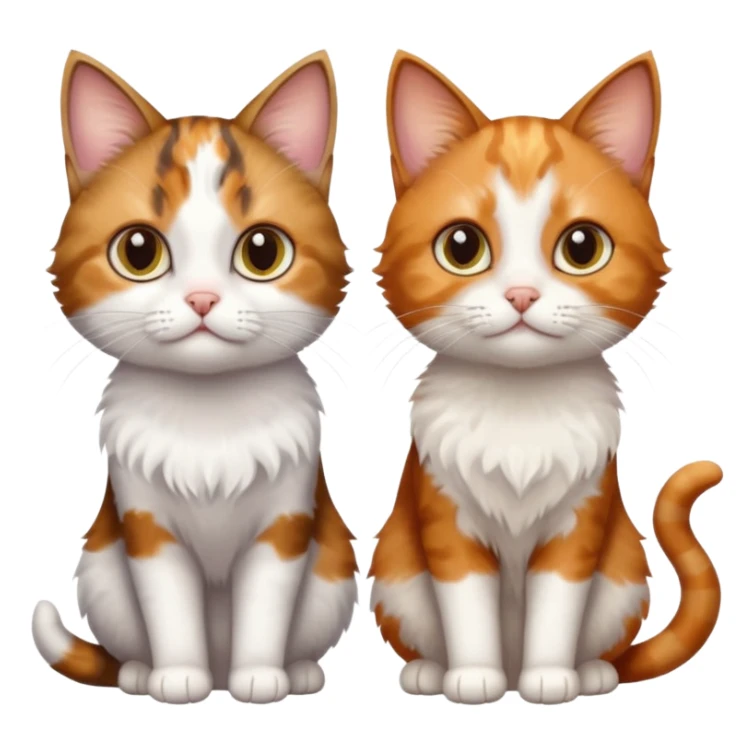 3 small cats different colours including brown tabby and white, patchy calico, and ginger and white sticker