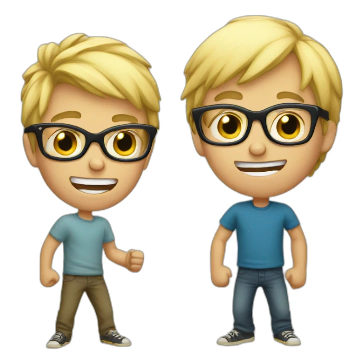 Boy with glasses fighting a skinny blond boy sticker