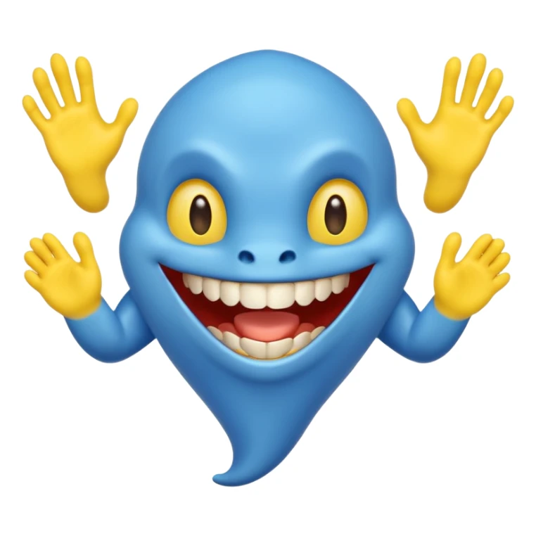 Make it be based off the horror game, poppy playtime.\n Make it have a head shape like a heart. Didn't make it tall, make it have sharp teeth, make its hands yellow, make it slipper, smiling and makes his feet yellow too.  And make it all blue sticker