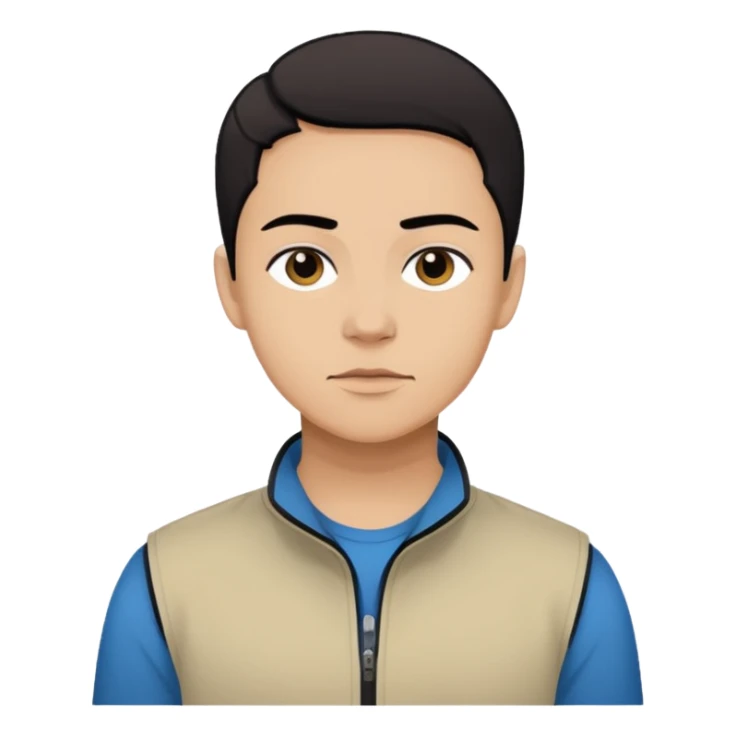 Create a stylized illustration of this person using the previously referenced comic style. Bold black outlines, flat colors, graphic novel look, neutral standing pose, consistent face proportions. sticker