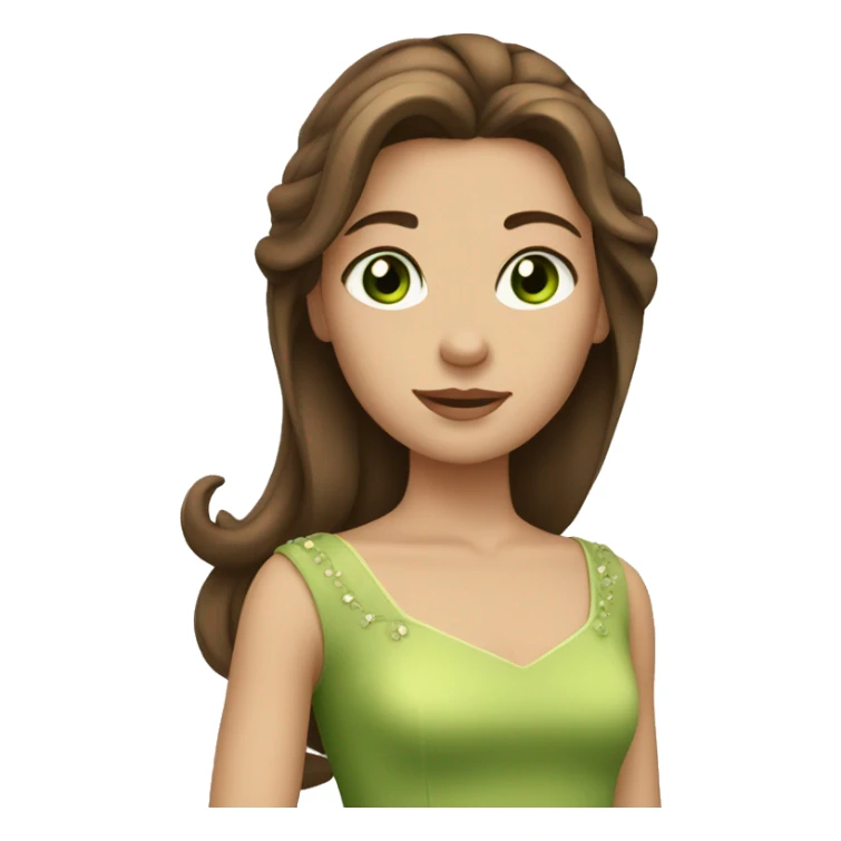 Princess with straight brown hair and green eyes sticker