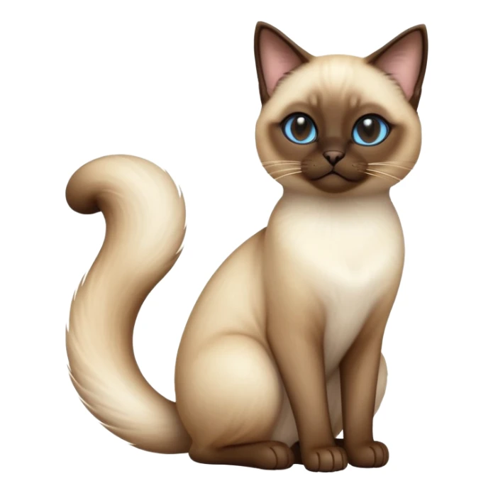 cinematic-[siamese cat]-realistic-full-body-sitting-emoji,-tail-curled-playfully-around-its-paws,-head-tilted-dramatically,-fluffy-[brown mask white light brown back]-fur,-simplified-yet-realistic-focused-features,-highly-detailed,-glowing-with-an-almost-sarcastic-glow sticker