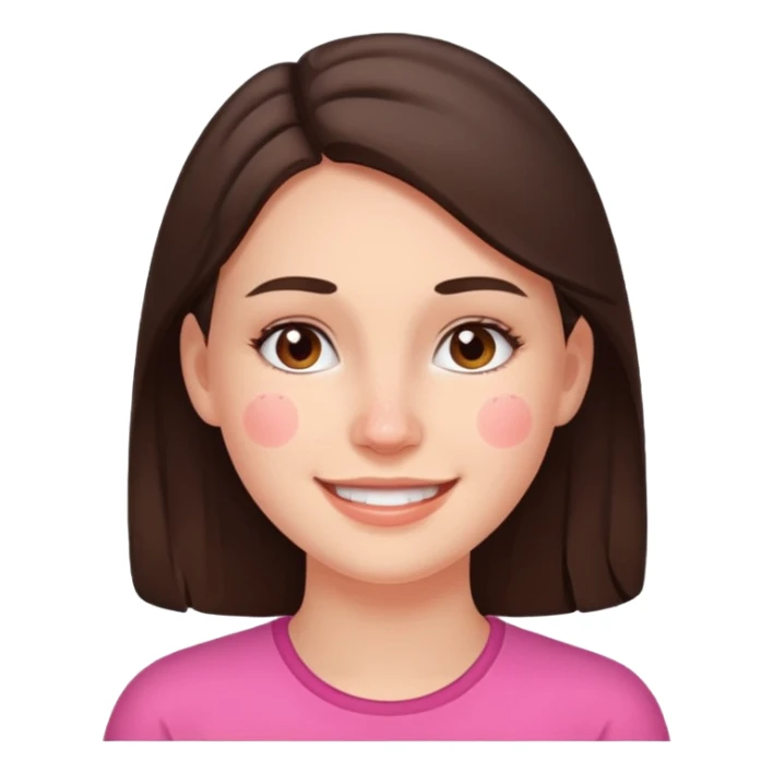 brunette with pimples on her cheek and forehead, still smiling sticker