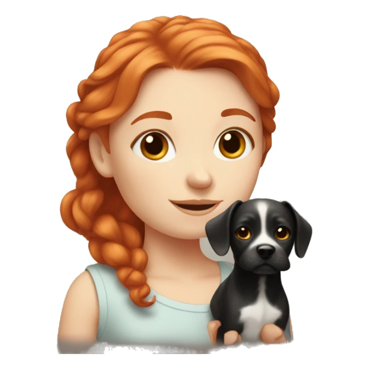 Red head white girl with a little black dog  sticker